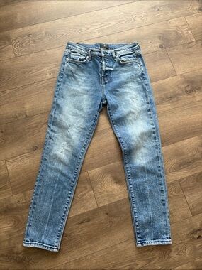 7 For All Mankind Women's Faded Light Blue Skinny Jeans
